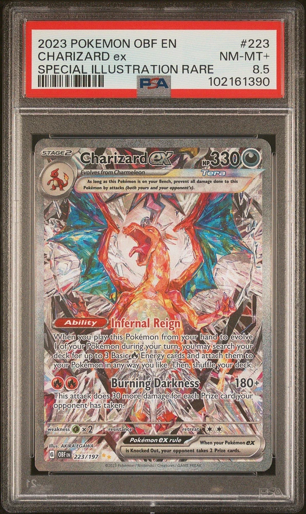 2023 Pokemon Obf En-obsidian Flames 223 Charizard Ex Special Illustration Rare PSA NM-MT+ 8.5