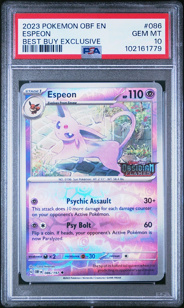 2023 Pokemon Obf En-obsidian Flames 086 Espeon Best Buy Exclusive PSA
