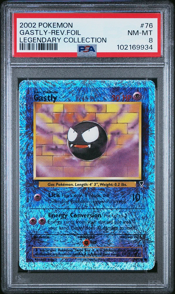 2002 Pokemon Legendary Collection 76 Gastly-reverse Foil PSA 8