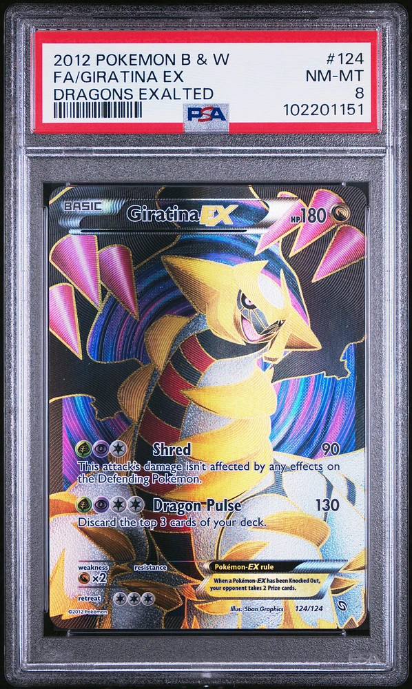 2012 Pokemon Black & White Dragons Exalted 124 Full Art/giratina Ex PSA 8