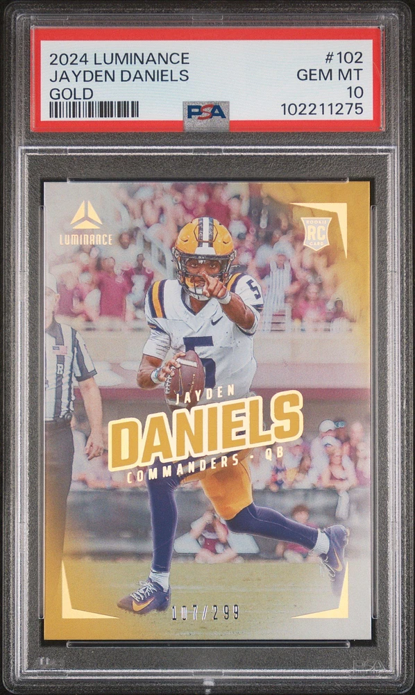 2024 Panini Luminance 102 Jayden Daniels Gold PSA 10