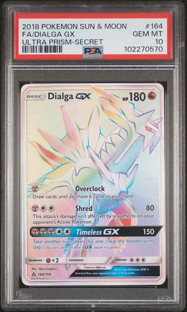2018 Pokemon Sun & Moon Ultra Prism 164 Full Art/dialga Gx Secret PSA