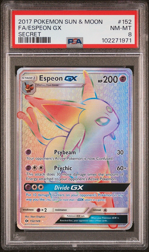 2017 Pokemon Sun & Moon 152 Full Art/espeon Gx Secret PSA