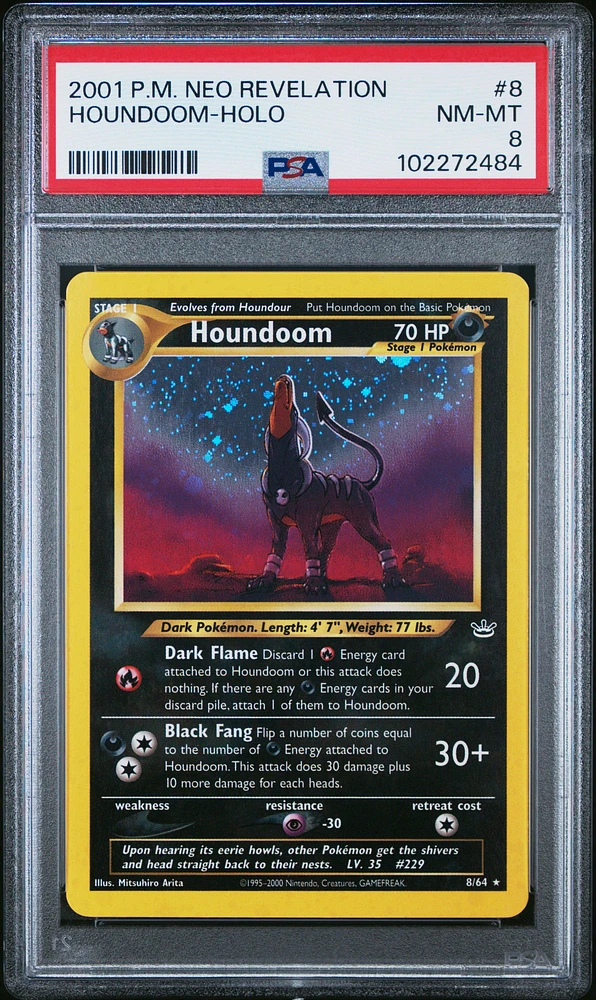 2001 Pokemon Neo Revelation 8 Houndoom-holo PSA 8