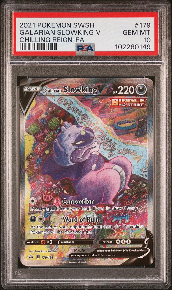 2021 Pokemon Sword & Shield Chilling Reign Full Art/galarian Slowking V PSA