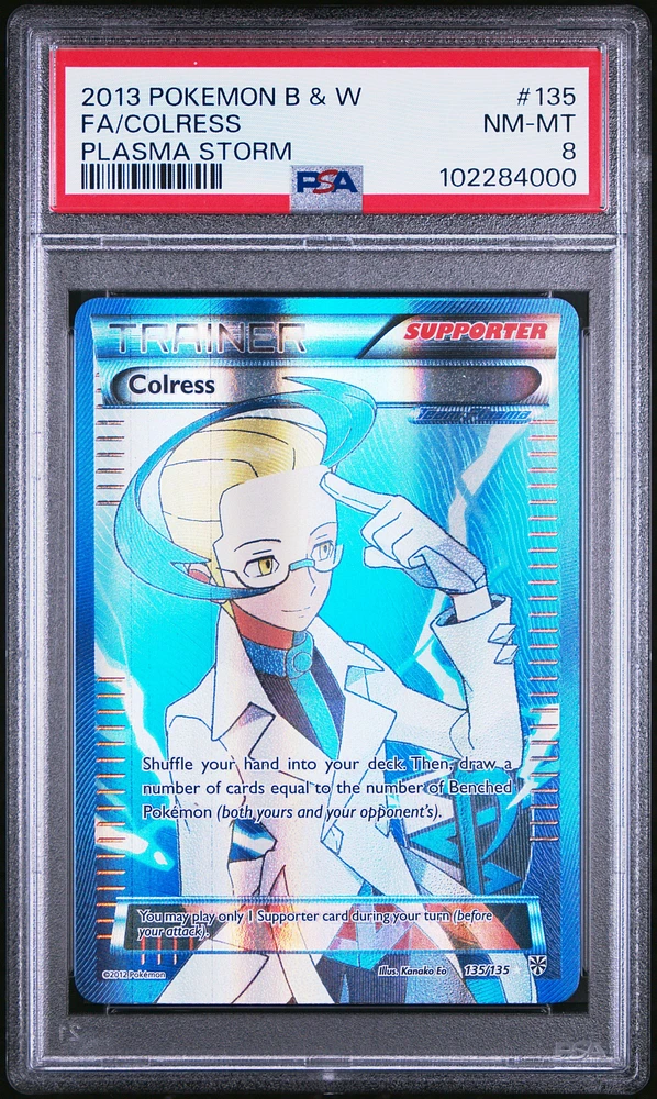 2013 Pokemon Black & White Plasma Storm 135 Full Art/colress PSA 8