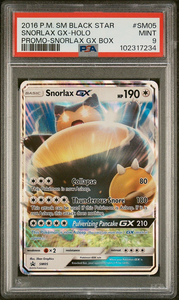 2016 Pokemon Sm Black Star Promo Sm05 Snorlax Gx-holo Snorlax Gx Box PSA 9