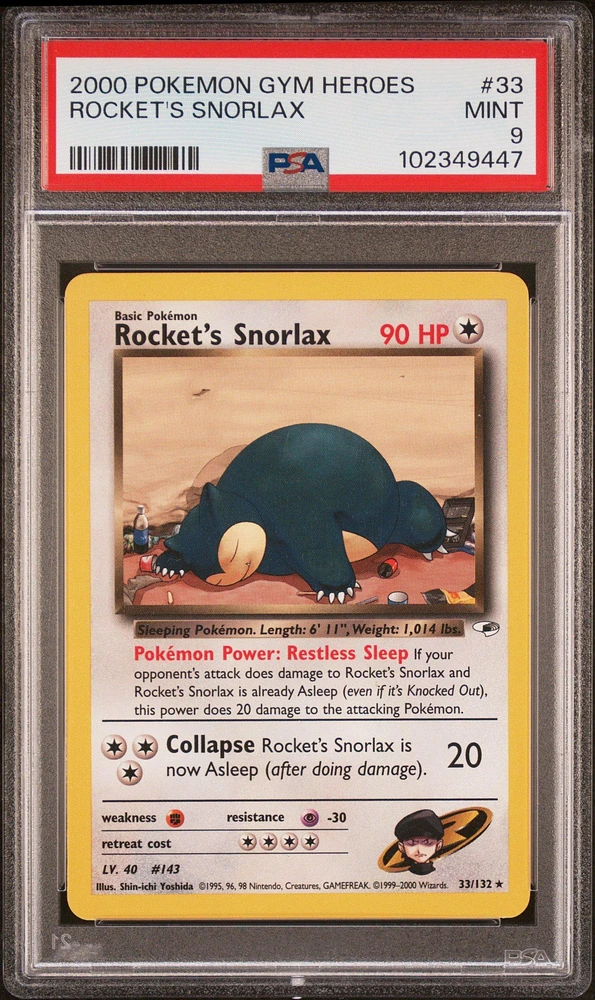 2000 Pokemon Gym Heroes 33 Rocket's Snorlax PSA