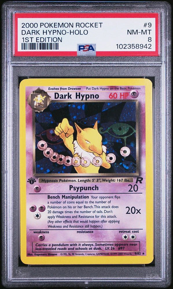 2000 Pokemon Rocket 9 Dark Hypno-holo 1st Edition PSA