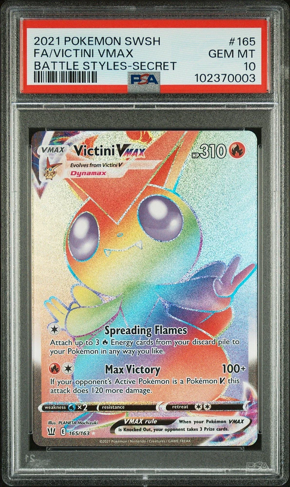 2021 Pokemon Sword & Shield Battle Styles 165 Full Art/victini Vmax Secret PSA