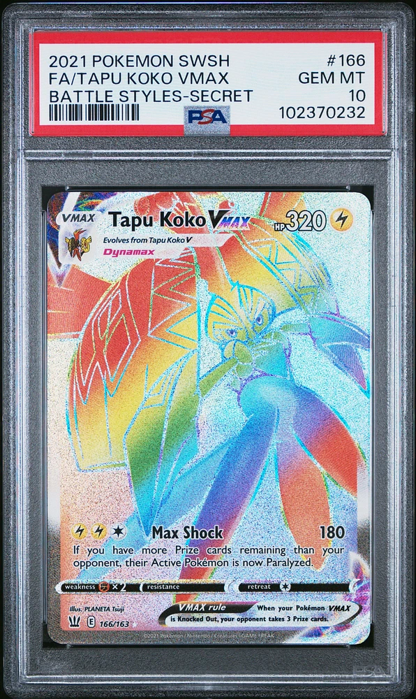 2021 Pokemon Sword & Shield Battle Styles 166 Full Art/tapu Koko Vmax Secret PSA 10