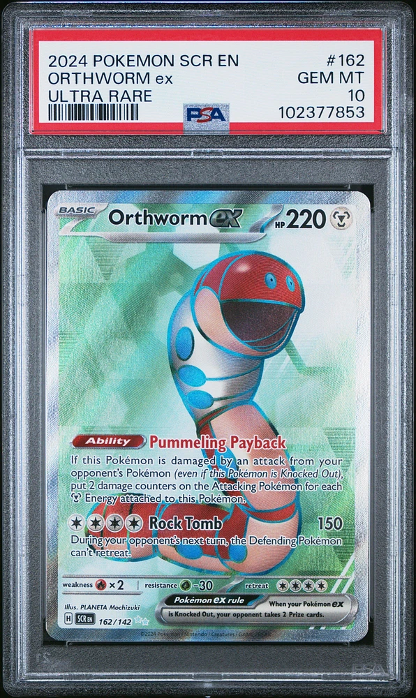 2024 Pokemon Scr En-stellar Crown 162 Orthworm Ex Ultra Rare PSA