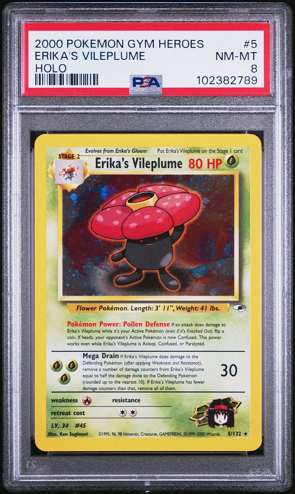 2000 Pokemon Gym Heroes 5 Erika's Vileplume Holo PSA