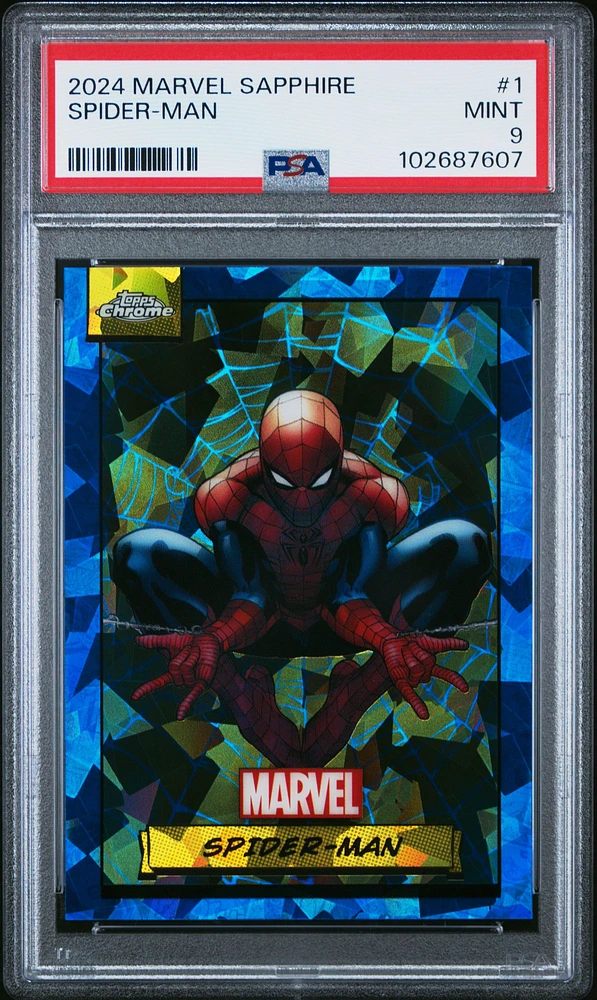 2024 Topps Chrome Marvel Sapphire Edition 1 Spider-man PSA 9