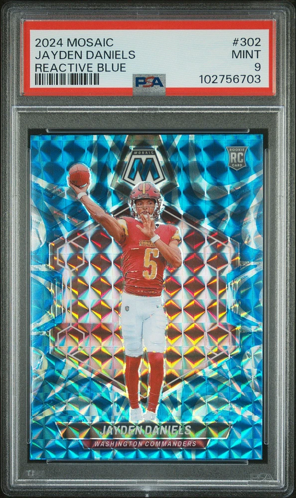 2024 Panini Mosaic 302 Jayden Daniels Reactive Blue PSA