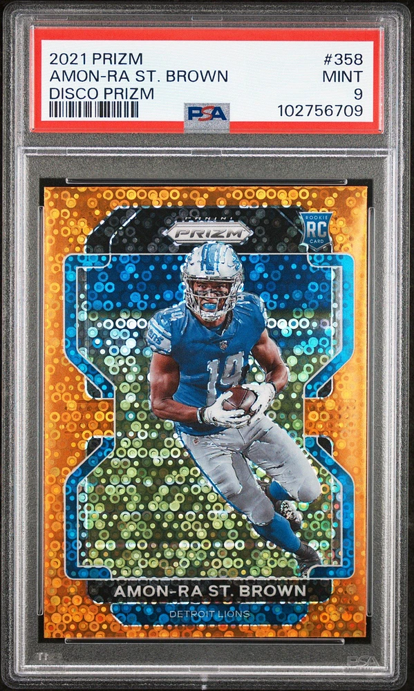 2021 Panini Prizm 358 Amon-ra St. Brown Disco Prizm PSA 9