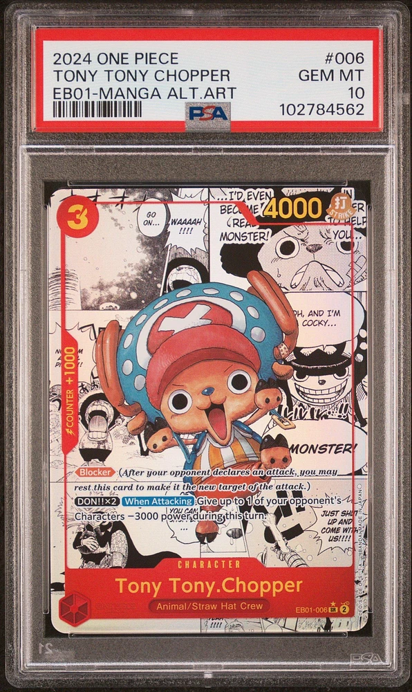 2024 One Piece Extra Booster -memorial Collection- 006 Tony Tony Chopper Manga Alternate Art PSA 10