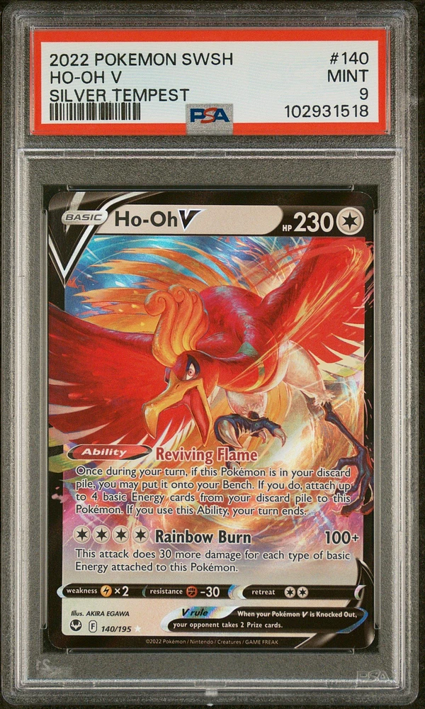 2022 Pokemon Sword & Shield Silver Tempest 140 Ho-oh V PSA