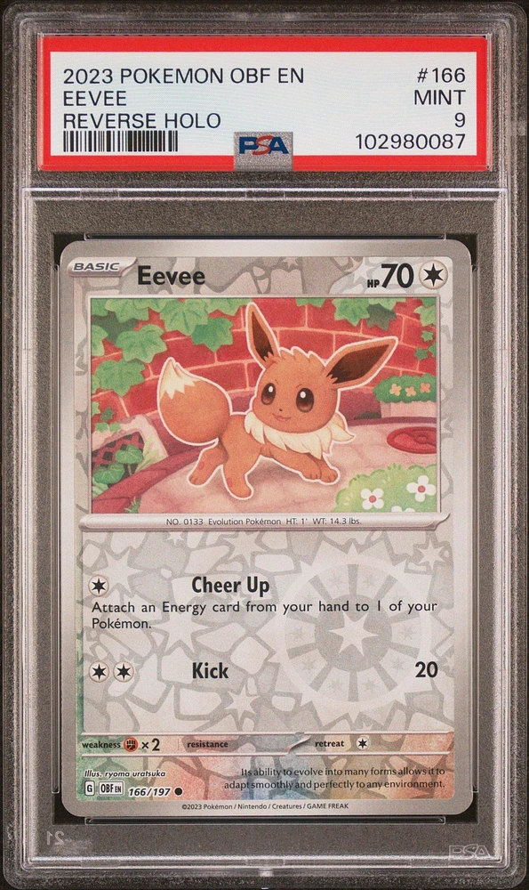 2023 Pokemon Obf En-obsidian Flames 166 Eevee Reverse Holo PSA