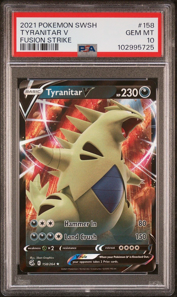 2021 Pokemon Sword & Shield Fusion Strike 158 Tyranitar V PSA