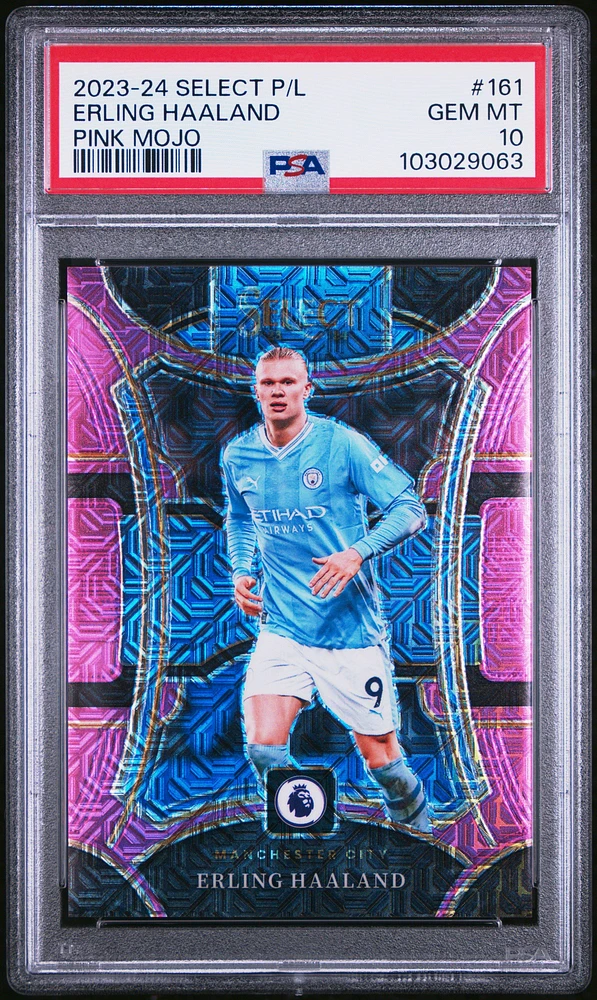 2023-24 Panini Select Premier League 161 Erling Haaland Pink Mojo PSA 10