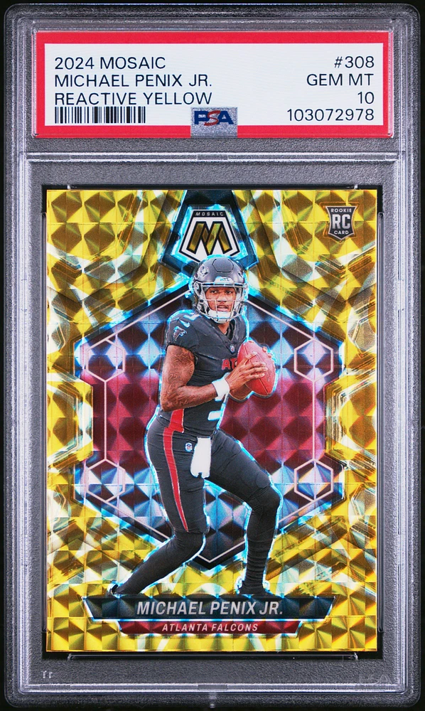 2024 Panini Mosaic 308 Michael Penix Jr. Reactive Yellow PSA 10