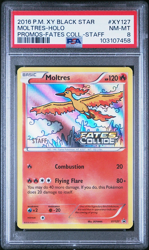 2016 Pokemon Xy Black Star Promo Xy127 Moltres-holo Fates Collide-staff PSA