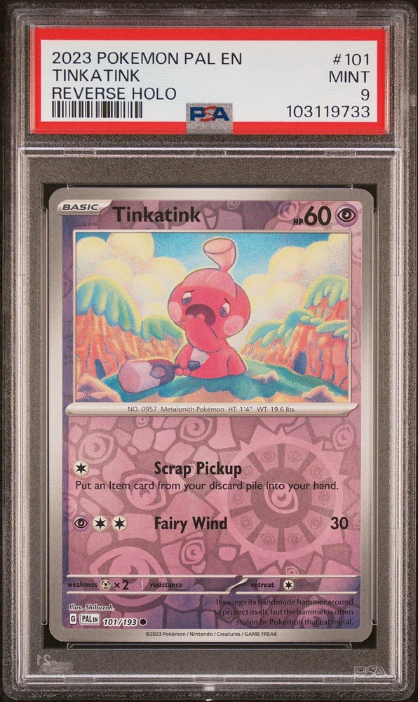 2023 Pokemon Pal En-paldea Evolved 101 Tinkatink Reverse Holo PSA 9