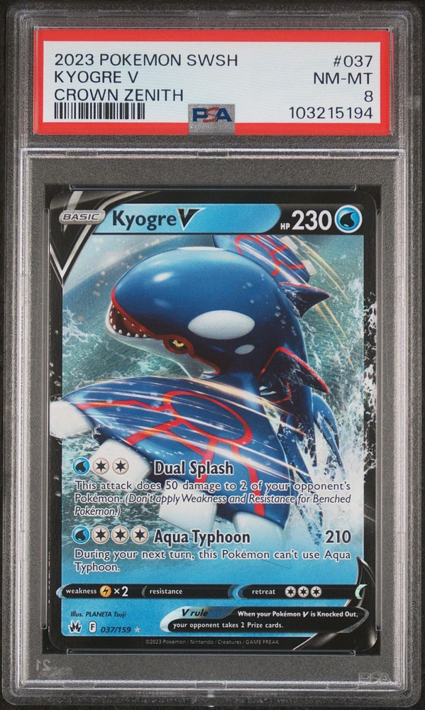2023 Pokemon Sword And Shield Crown Zenith 037 Kyogre V PSA