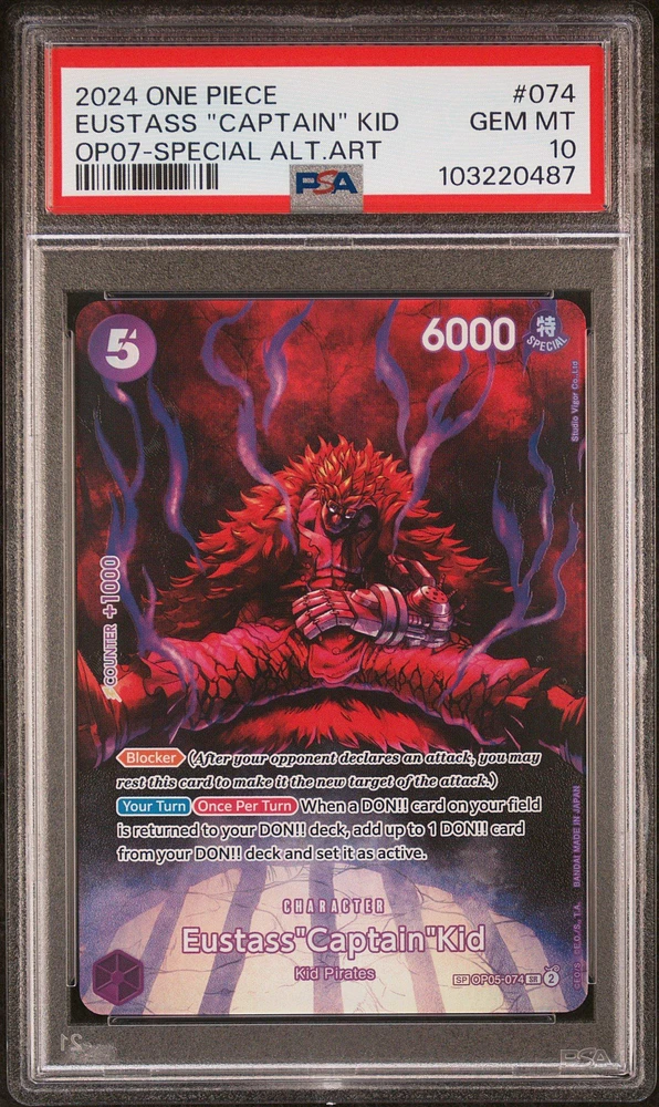 2024 One Piece Op07-500 Years In The Future 074 Eustass "captain" Kid Special Alternate Art PSA 10
