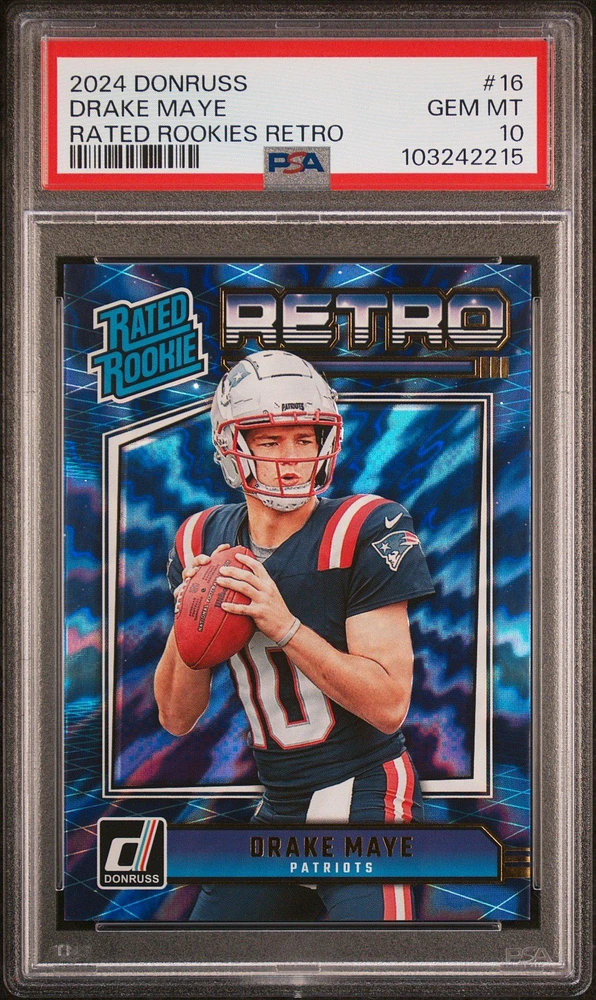 2024 Panini Donruss Rated Rookies Retro 16 Drake Maye PSA