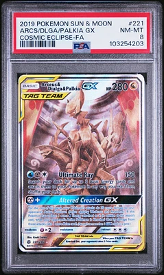 2019 Pokemon Sun & Moon Cosmic Eclipse Full Art/arceus & Dialga & Palkia Gx PSA