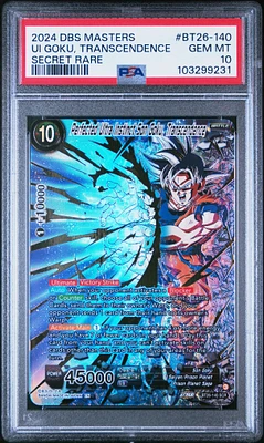 2024 Dragon Ball Super Card Game Masters Series 26 Ultimate Advent Bt26-140 Perfected Ultra Instinct Son Goku, Transcendence Secret Rare PSA 10