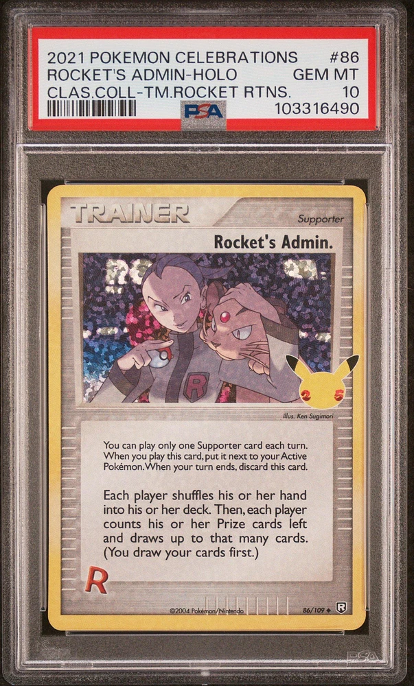 2021 Pokemon Celebrations Classic Collection 86 Rocket's Admin-holo PSA