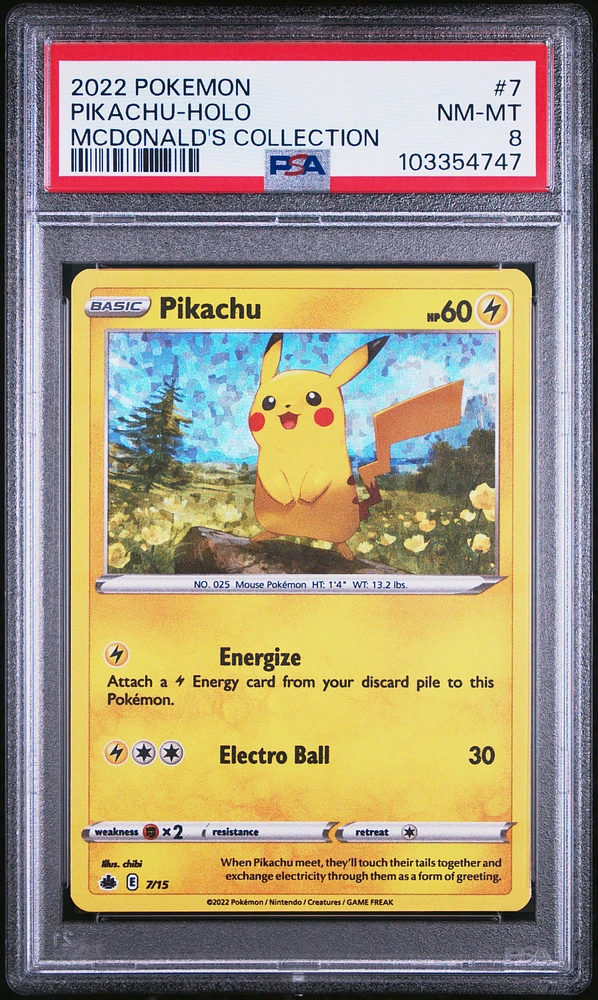2022 Pokemon Mcdonald's Collection 7 Pikachu-holo PSA 8