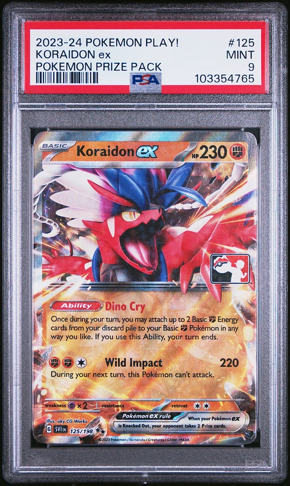 2023-2024 Pokemon Play! Pokemon Prize Pack 125 Koraidon Ex PSA 9