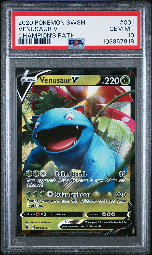 2020 Pokemon Sword & Shield Champion's Path 001 Venusaur V PSA