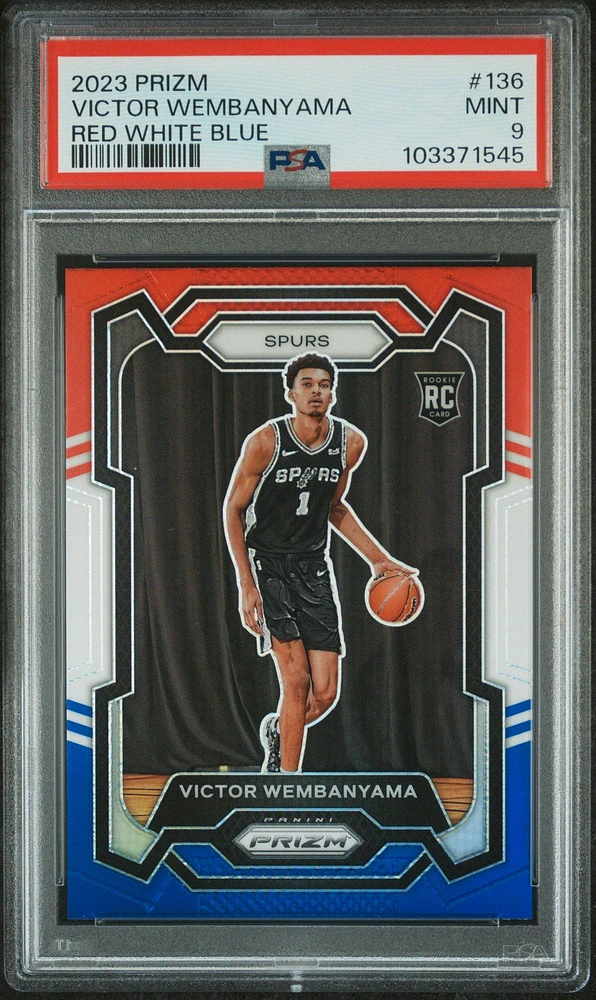 2023 Panini Prizm 136 Victor Wembanyama Red White Blue PSA