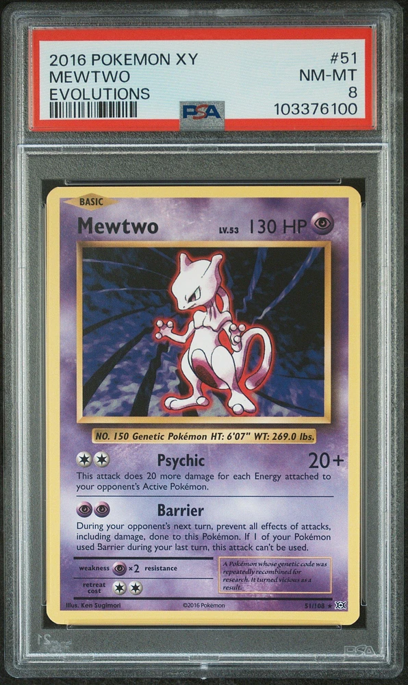 2016 Pokemon Xy Evolutions 51 Mewtwo PSA