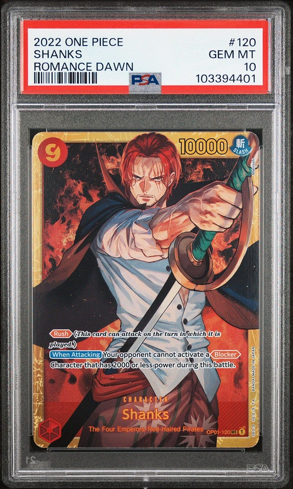 2022 One Piece Op01-romance Dawn 120 Shanks PSA 10