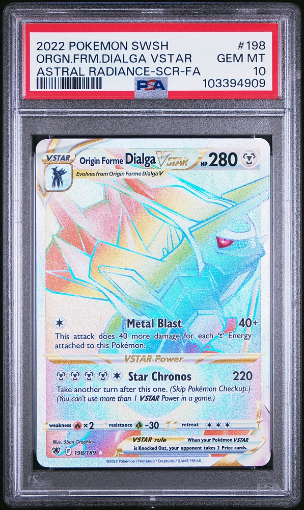 2022 Pokemon Sword & Shield Astral Radiance Full Art/origin Forme Dialga Vstar Secret PSA