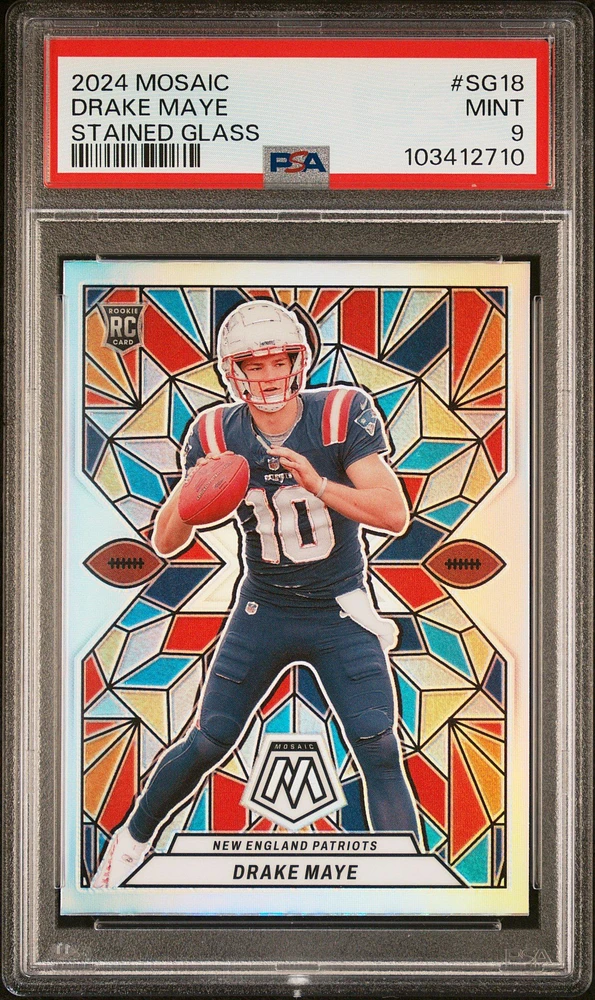 2024 Panini Mosaic Stained Glass Sg18 Drake Maye PSA 9