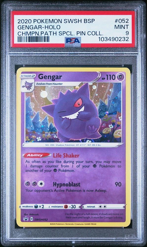 2020 Pokemon Swsh Black Star Promo 052 Gengar-holo Champion's Path Special Pin Collection PSA