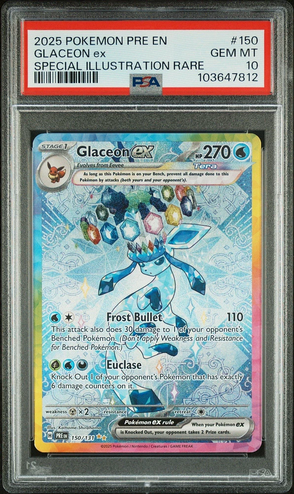 2025 Pokemon Pre En-prismatic Evolutions 150 Glaceon Ex Special Illustration Rare PSA