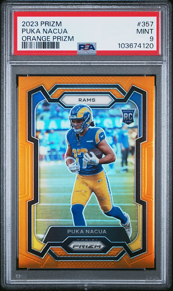 2023 Panini Prizm 357 Puka Nacua Orange Prizm PSA 9