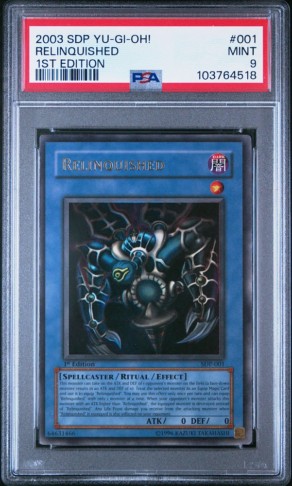 2003 Yu-gi-oh! Starter Deck: Pegasus 001 Relinquished 1st Edition PSA