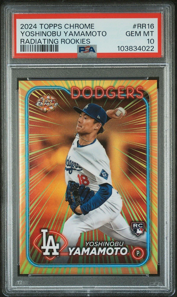 2024 Topps Chrome Radiating Rookies Rr16 Yoshinobu Yamamoto PSA 10