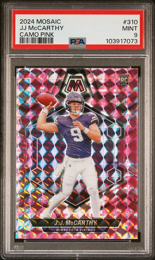 2024 Panini Mosaic 310 Jj Mccarthy Camo Pink PSA 9