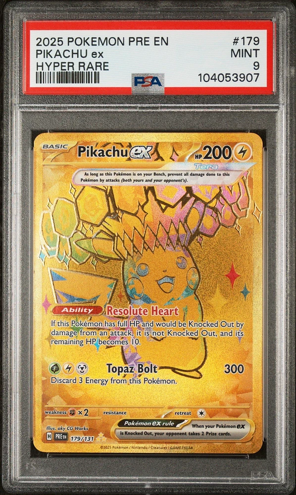 2025 Pokemon Pre En-prismatic Evolutions 179 Pikachu Ex Hyper Rare PSA