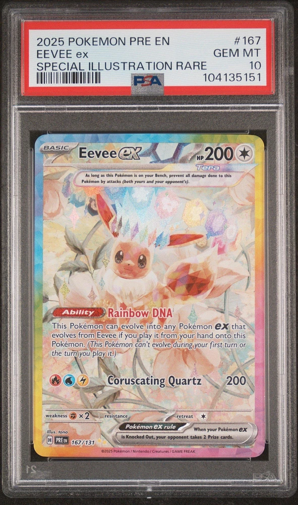2025 Pokemon Pre En-prismatic Evolutions 167 Eevee Ex Special Illustration Rare PSA